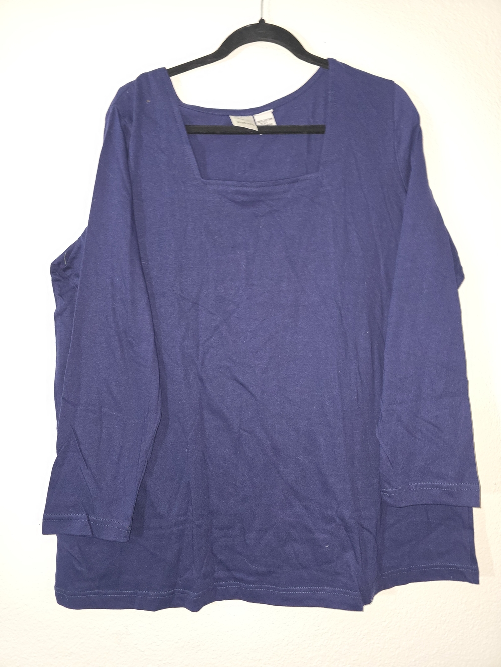 Roaman's Long Sleeve Square Neck Top - Deep Purple